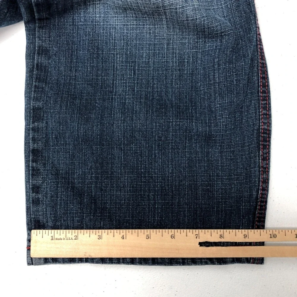 Southpole Jeans Mens 38x32 Blue Straight Leg Denim Red Stitch Casual Hip Hop Y2K